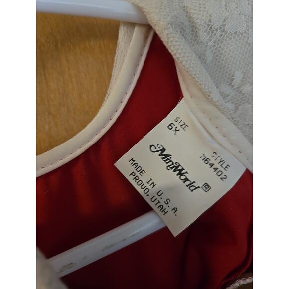 Vintage Mini World Full Red Holiday Dress Girls Size 6X USA Lace Trim - Picture 6 of 7